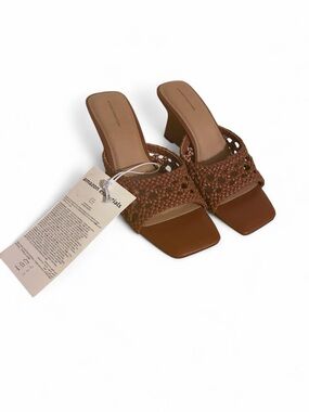 Woven Slide Sandals - Brown Wedges